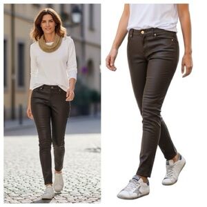 Michael Kors brown dark 95%real lamb leather pants